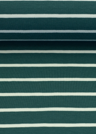 Jersey - Isa  - Streifen - eucalyptus - weiss